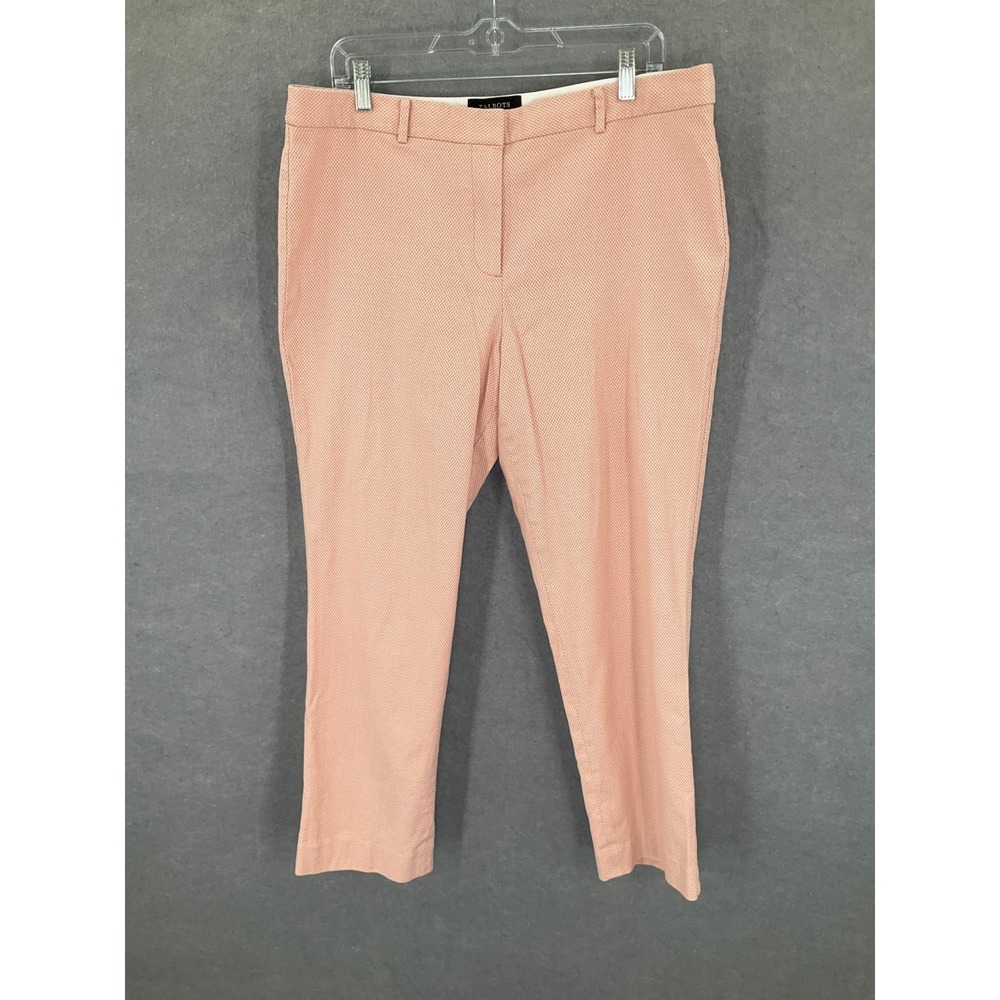 Talbots Petites Dress Pants Womens 16P Coral Cropped Checkered Career Casual